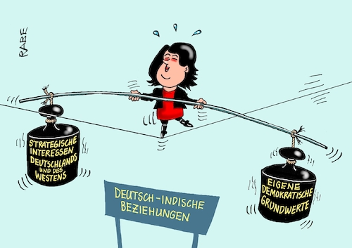 Cartoon: Hochseiltänzerin (medium) by RABE tagged baerbock,annalena,außenministerin,grüne,deutschland,staatsbesuch,auslandsreise,corona,klima,ukraine,beziehungen,inflation,rabe,ralf,böhme,cartoon,karikatur,pressezeichnung,farbcartoon,tagescartoon,indien,beziehunhen,interessen,hochseil,drahtseil,artistin,balance,balanceakt,hochseilakt,gewichte,fachkräfte,ukrainekrieg,china,baerbock,annalena,außenministerin,grüne,deutschland,staatsbesuch,auslandsreise,corona,klima,ukraine,beziehungen,inflation,rabe,ralf,böhme,cartoon,karikatur,pressezeichnung,farbcartoon,tagescartoon,indien,beziehunhen,interessen,hochseil,drahtseil,artistin,balance,balanceakt,hochseilakt,gewichte,fachkräfte,ukrainekrieg,china