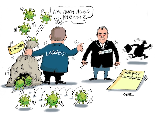 Cartoon: Im harten Griff (medium) by RABE tagged virus,corona,pandemie,coronakrise,rabe,ralf,böhme,cartoon,karikatur,pressezeichnung,farbcartoon,tagescartoon,viren,virenschutz,mundschutz,desinfektion,föderal,föderalismus,ländersache,tönnies,schlachthof,gütersloh,armin,laschet,krisenstab,beschäftigte,unterbringung,schließung,schweine,griff,virus,corona,pandemie,coronakrise,rabe,ralf,böhme,cartoon,karikatur,pressezeichnung,farbcartoon,tagescartoon,viren,virenschutz,mundschutz,desinfektion,föderal,föderalismus,ländersache,tönnies,schlachthof,gütersloh,armin,laschet,krisenstab,beschäftigte,unterbringung,schließung,schweine,griff