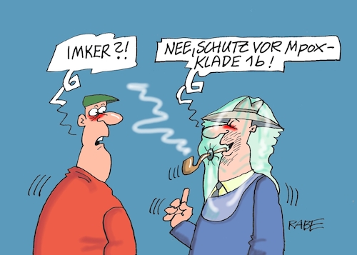 Cartoon: Imkerei (medium) by RABE tagged corona,virus,mpox,virologe,ansteckung,übertragung,cartoon,karikatur,pressezeichnung,farbcartoon,tagescartoon,patient,viruserkrankung,infektion,rki,notbremse,imker,bienen,corona,virus,mpox,virologe,ansteckung,übertragung,cartoon,karikatur,pressezeichnung,farbcartoon,tagescartoon,patient,viruserkrankung,infektion,rki,notbremse,imker,bienen