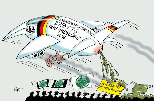 Cartoon: Innlandflüge (medium) by RABE tagged klimawandel,umwelt,umweltministerin,schulze,sp,klimapreis,heizung,auto,rabe,ralf,böhme,cartoon,karikatur,pressezeichnung,farbcartoon,tagescartoon,brücke,bettler,verkehr,klimaprämie,friday,for,future,innland,innlandflüge,bundesministerien,bundesregierung,scheiße,vogel,vogelscheisse,demo,transparente,cerosin,tribstoff,besteuerung,berlin,bonn,regierungsflieger,klimawandel,umwelt,umweltministerin,schulze,sp,klimapreis,heizung,auto,rabe,ralf,böhme,cartoon,karikatur,pressezeichnung,farbcartoon,tagescartoon,brücke,bettler,verkehr,klimaprämie,friday,for,future,innland,innlandflüge,bundesministerien,bundesregierung,scheiße,vogel,vogelscheisse,demo,transparente,cerosin,tribstoff,besteuerung,berlin,bonn,regierungsflieger