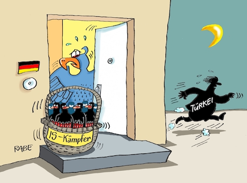 Cartoon: IS Kämpfer (medium) by RABE tagged erdogan,akp,istanbul,bürgermeisterwahl,damoklesschwert,sultan,rabe,ralf,böhme,cartoon,karikatur,pressezeichnung,farbcartoon,tagescartoon,neuwahl,rennen,chp,imamoglu,yildirim,glühbirne,glühfaden,terror,is,terroristen,deutschland,rücknahme,aufnahme,korb,sprengstoffgürtel,terrororganisation,aussenminister,maas,flüchtlingslager,eu,erdogan,akp,istanbul,bürgermeisterwahl,damoklesschwert,sultan,rabe,ralf,böhme,cartoon,karikatur,pressezeichnung,farbcartoon,tagescartoon,neuwahl,rennen,chp,imamoglu,yildirim,glühbirne,glühfaden,terror,is,terroristen,deutschland,rücknahme,aufnahme,korb,sprengstoffgürtel,terrororganisation,aussenminister,maas,flüchtlingslager,eu