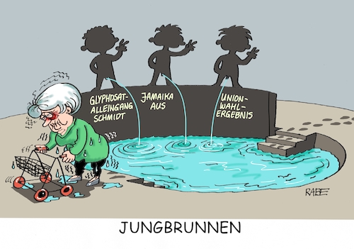 Cartoon: Jungbrunnen (medium) by RABE tagged schmidt,agrarminister,cdu,alleingang,merkel,rabe,ralf,böhme,cartoon,karikatur,pressezeichnung,farbcartoon,tagescartoon,glyphosat,gift,eu,kanzlerin,jungbrunnen,union,wahldebakel,jamaikagespräche,aus,koalition,groko,bundestagswahl,rücktritt,wahlergebnis,schmidt,agrarminister,cdu,alleingang,merkel,rabe,ralf,böhme,cartoon,karikatur,pressezeichnung,farbcartoon,tagescartoon,glyphosat,gift,eu,kanzlerin,jungbrunnen,union,wahldebakel,jamaikagespräche,aus,koalition,groko,bundestagswahl,rücktritt,wahlergebnis