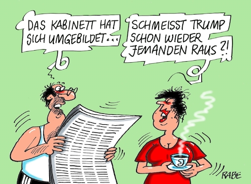 Cartoon: Kabinettsumbildung (medium) by RABE tagged bundesregierung,gauck,ämter,posten,gabriel,außenminister,steinmeier,urkunde,wirtschaftsministerin,rabe,ralf,böhme,cartoon,karikatur,pressezeichnung,farbcartoon,tagescartoon,trump,weißes,haus,washington,umbildung,minister,usa,präsident,bundesregierung,gauck,ämter,posten,gabriel,außenminister,steinmeier,urkunde,wirtschaftsministerin,rabe,ralf,böhme,cartoon,karikatur,pressezeichnung,farbcartoon,tagescartoon,trump,weißes,haus,washington,umbildung,minister,usa,präsident