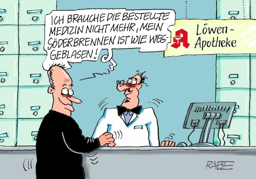 Cartoon: Kanzlerkandidatur (medium) by RABE tagged ampel,ampelregierung,rot,grün,gelb,fdp,spd,grüne,rabe,ralf,böhme,cartoon,karikatur,pressezeichnung,farbcartoon,tagescartoon,pöbelei,pöbler,bestrafung,regelung,beschimpfung,bundestag,abgeordnete,union,kanzlerkandidat,friedrich,merz,söder,apotheke,sodbrennen,ampel,ampelregierung,rot,grün,gelb,fdp,spd,grüne,rabe,ralf,böhme,cartoon,karikatur,pressezeichnung,farbcartoon,tagescartoon,pöbelei,pöbler,bestrafung,regelung,beschimpfung,bundestag,abgeordnete,union,kanzlerkandidat,friedrich,merz,söder,apotheke,sodbrennen