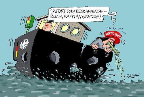 Cartoon: Kapitän Scholz (medium) by RABE tagged ampelregierung,scholz,spd,grüne,fdp,lindner,kinder,kindergrundsicherung,rabe,ralf,böhme,cartoon,karikatur,pressezeichnung,farbcartoon,tagescartoon,hausmeister,ohren,zähne,wirtschaftswachstum,wachstumschancengesetz,wachstum,kahn,schiff,kapitän,meer,wellengang,brechreiz,kotze,bord,seekrankheit,ampelregierung,scholz,spd,grüne,fdp,lindner,kinder,kindergrundsicherung,rabe,ralf,böhme,cartoon,karikatur,pressezeichnung,farbcartoon,tagescartoon,hausmeister,ohren,zähne,wirtschaftswachstum,wachstumschancengesetz,wachstum,kahn,schiff,kapitän,meer,wellengang,brechreiz,kotze,bord,seekrankheit