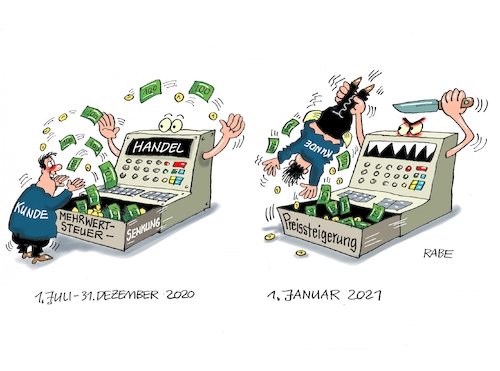 Cartoon: Kasse machen (medium) by RABE tagged virus,corona,pandemie,coronakrise,rabe,ralf,böhme,cartoon,karikatur,pressezeichnung,farbcartoon,tagescartoon,viren,virenschutz,mundschutz,desinfektion,föderal,föderalismus,ländersache,bundesregierung,beschluss,mehrwertsteuer,mehrwertsteuersenkung,handel,preis,preissteigerung,kunde,virus,corona,pandemie,coronakrise,rabe,ralf,böhme,cartoon,karikatur,pressezeichnung,farbcartoon,tagescartoon,viren,virenschutz,mundschutz,desinfektion,föderal,föderalismus,ländersache,bundesregierung,beschluss,mehrwertsteuer,mehrwertsteuersenkung,handel,preis,preissteigerung,kunde