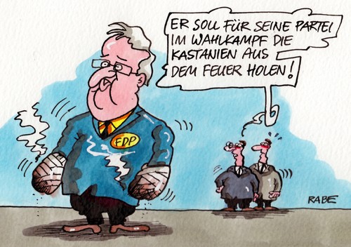 Cartoon: Kastanien aus dem Feuer (medium) by RABE tagged brüderle,rainer,fdp,liberale,bundestagswahl,spitzenkandidat,parteitag,rösler,koalition,schwarzgelb,kapitän,rabe,ralf,böhme,karikatur,cartoon,kastanien,verbrennungen,feuer,verband,wahlkampf,partei,farktionschef,delegierte,parteichef,präsidium,brüderle,rainer,fdp,liberale,bundestagswahl,spitzenkandidat,parteitag,rösler,koalition,schwarzgelb,kapitän,rabe,ralf,böhme,karikatur,cartoon,kastanien,verbrennungen,feuer,verband,wahlkampf,partei,farktionschef,delegierte,parteichef,präsidium