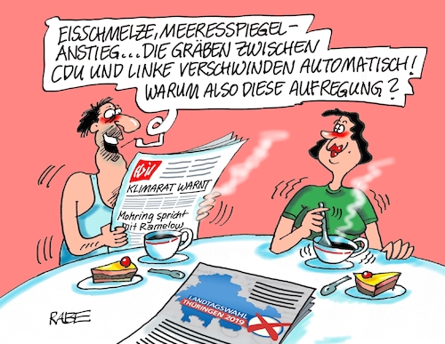 Cartoon: Katastrophe in Thüringen (medium) by RABE tagged landtagswahlen,wahlergebnisse,sachsen,brandenburg,groko,spd,cdu,rabe,ralf,böhme,cartoon,karikatur,pressezeichnung,farbcartoon,tagescartoon,arzt,doktor,csu,afd,verluste,rechte,populismus,thüringen,erfurt,bodo,ramelow,linke,mike,mohring,regierungsbildung,gräben,mauer,annäherung,klima,klimawandel,klimakatastrophen,klimarat,hochwasser,überschwemmungen,starkregen,landtagswahlen,wahlergebnisse,sachsen,brandenburg,groko,spd,cdu,rabe,ralf,böhme,cartoon,karikatur,pressezeichnung,farbcartoon,tagescartoon,arzt,doktor,csu,afd,verluste,rechte,populismus,thüringen,erfurt,bodo,ramelow,linke,mike,mohring,regierungsbildung,gräben,mauer,annäherung,klima,klimawandel,klimakatastrophen,klimarat,hochwasser,überschwemmungen,starkregen