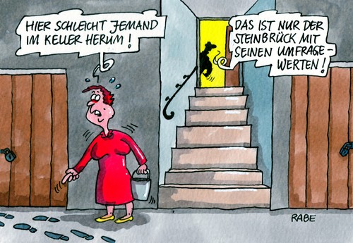 Cartoon: Kellerkind (medium) by RABE tagged keller,steinbrück,spd,kanzlerkandidat,wahl,bundestagswahl,umfrage,umfragewerte,rabe,ralf,böhme,cartoon,karikatur,kellertreppe,wählergunst,umfragetief,schleicher,kellergewölbe,rot,grün,keller,steinbrück,spd,kanzlerkandidat,wahl,bundestagswahl,umfrage,umfragewerte,rabe,ralf,böhme,cartoon,karikatur,kellertreppe,wählergunst,umfragetief,schleicher,kellergewölbe,rot,grün