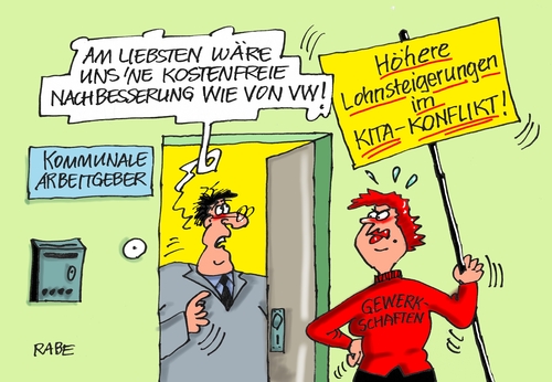 Cartoon: Kita Streik (medium) by RABE tagged kita,kitastreik,kindergärten,erzieherinnen,kindergärtnerinnen,streik,gewerkschaften,verdi,gew,bsirske,unterricht,erziehung,rabe,alf,böhme,cartoon,karikatur,pressezeichnung,farbcartoon,tagescartoon,kommunen,arbeirgeber,lohnforderungen,lohnerhöhungen,gehalt,kita,kitastreik,kindergärten,erzieherinnen,kindergärtnerinnen,streik,gewerkschaften,verdi,gew,bsirske,unterricht,erziehung,rabe,alf,böhme,cartoon,karikatur,pressezeichnung,farbcartoon,tagescartoon,kommunen,arbeirgeber,lohnforderungen,lohnerhöhungen,gehalt