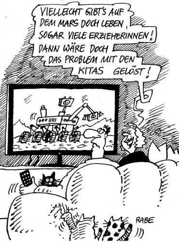 Cartoon: Kitaplätze (medium) by RABE tagged kita,kindergarten,kitaplätze,anspruch,von,der,leyen,schröder,cdu,erziehungsgeld,herdprämie,bildungswesen,erzieherinnen,eltern,kinder,mars,marslandung,marsmobil,nasa,usa,raumfahrt,problemlösung,kita,kindergarten,kitaplätze,anspruch,von,leyen,schröder,cdu