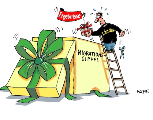 Cartoon: Kleine Geschenke (medium) by RABE tagged kanzleramt,scholz,gipfel,bund,länder,migration,finanzierung,rabe,ralf,böhme,cartoon,karikatur,presezeichnung,farbcartoon,tagescartoon,migrationsgipfel,flüchtlingsgipfel,geschenk,geschenkkarton,päckchen,schleifenband,geschenkband,kanzleramt,scholz,gipfel,bund,länder,migration,finanzierung,rabe,ralf,böhme,cartoon,karikatur,presezeichnung,farbcartoon,tagescartoon,migrationsgipfel,flüchtlingsgipfel,geschenk,geschenkkarton,päckchen,schleifenband,geschenkband