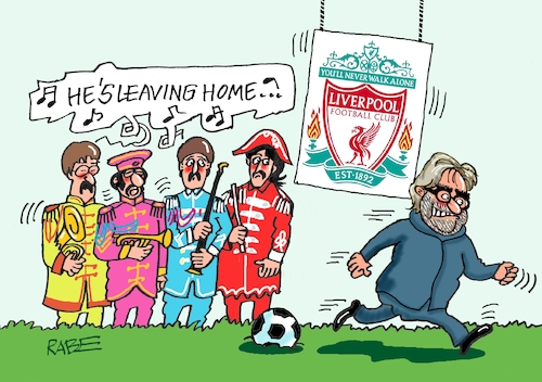 Cartoon: Klopp geht (medium) by RABE tagged fussball,wm,klimafreundlich,klimaneutral,kontinente,ball,fußball,spieler,druck,fifa,katar,winter,weltmeisterschaft,jürgen,klopp,fc,liverpool,verlassen,heim,heimreise,beatles,uniformen,sgt,pepper,leaving,home,saisonende,musik,sport,pop,beat,fussball,wm,klimafreundlich,klimaneutral,kontinente,ball,fußball,spieler,druck,fifa,katar,winter,weltmeisterschaft,jürgen,klopp,fc,liverpool,verlassen,heim,heimreise,beatles,uniformen,sgt,pepper,leaving,home,saisonende,musik,sport,pop,beat