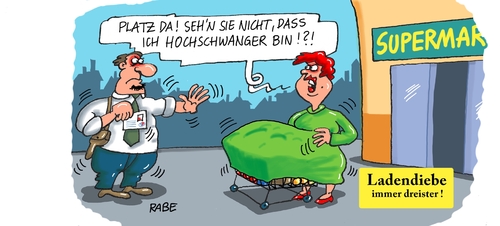 Cartoon: Ladendiebstahl (medium) by RABE tagged ladendiebstahl,diebstahl,raub,kriminelle,polizei,kaufhalle,supermarkt,dedektiv,rabe,ralf,böhme,cartoon,karikatur,pressezeichnung,farbcartoon,tagescartoon,kaufhausdedektiv,ladendedektiv,polizist,diebin,ladendiebstahl,diebstahl,raub,kriminelle,polizei,kaufhalle,supermarkt,dedektiv,rabe,ralf,böhme,cartoon,karikatur,pressezeichnung,farbcartoon,tagescartoon,kaufhausdedektiv,ladendedektiv,polizist,diebin