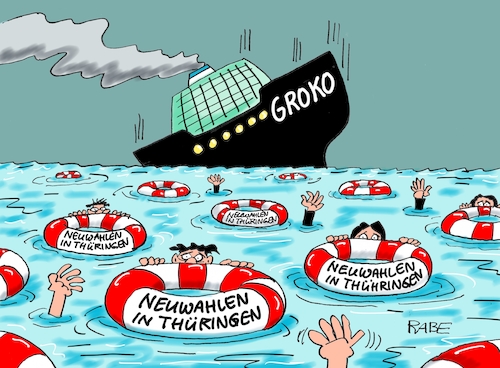 Cartoon: Land unter (medium) by RABE tagged landtagswahlen,wahlergebnisse,sachsen,brandenburg,groko,spd,cdu,rabe,ralf,böhme,cartoon,karikatur,pressezeichnung,farbcartoon,tagescartoon,arzt,doktor,csu,afd,verluste,rechte,populismus,thüringen,erfurt,kemmerich,fdp,lindner,vertrauensfrage,höcke,untergang,mohring,rücktritt,neuwahlen,landtagswahlen,wahlergebnisse,sachsen,brandenburg,groko,spd,cdu,rabe,ralf,böhme,cartoon,karikatur,pressezeichnung,farbcartoon,tagescartoon,arzt,doktor,csu,afd,verluste,rechte,populismus,thüringen,erfurt,kemmerich,fdp,lindner,vertrauensfrage,höcke,untergang,mohring,rücktritt,neuwahlen