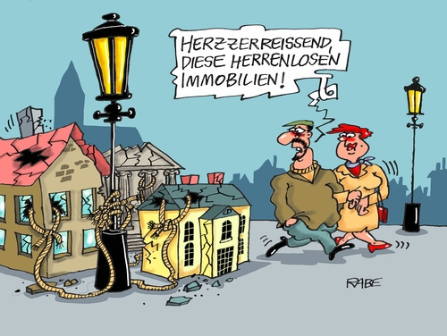 Cartoon: Leerstehende Immobilien (medium) by RABE tagged immobilien,immobilienmakler,städte,gemeinden,kommunen,geldwäsche,rabe,ralf,böhme,cartoon,karikatur,pressezeichnung,farbcartoon,tagescartoon,geisterhäuser,schrottimmobilien,immobilien,immobilienmakler,städte,gemeinden,kommunen,geldwäsche,rabe,ralf,böhme,cartoon,karikatur,pressezeichnung,farbcartoon,tagescartoon,geisterhäuser,schrottimmobilien