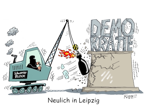 Cartoon: Leipziger Nächte (medium) by RABE tagged linke,linker,block,antifa,kommunisten,gewalt,gewaltbereitschaft,demokratie,rabe,ralf,böhme,cartoon,karikatur,pressezeichnung,farbcartoon,tagescartoon,polizei,straßensperren,wasserwerfer,barrikaden,straßenschlachten,brandsätze,autonome,linksautonome,abrissbirne,denkmal,linke,linker,block,antifa,kommunisten,gewalt,gewaltbereitschaft,demokratie,rabe,ralf,böhme,cartoon,karikatur,pressezeichnung,farbcartoon,tagescartoon,polizei,straßensperren,wasserwerfer,barrikaden,straßenschlachten,brandsätze,autonome,linksautonome,abrissbirne,denkmal