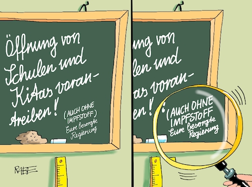 Cartoon: Lupenreine Regierung (medium) by RABE tagged virus,corona,pandemie,coronakrise,rabe,ralf,böhme,cartoon,karikatur,pressezeichnung,farbcartoon,tagescartoon,viren,virenschutz,mundschutz,desinfektion,föderal,föderalismus,ländersache,lockerungen,abstandsregeln,schulen,kitas,kindergärten,bundesregierung,bildungsministerium,schultafel,impfstoff,lupe,kreide,virus,corona,pandemie,coronakrise,rabe,ralf,böhme,cartoon,karikatur,pressezeichnung,farbcartoon,tagescartoon,viren,virenschutz,mundschutz,desinfektion,föderal,föderalismus,ländersache,lockerungen,abstandsregeln,schulen,kitas,kindergärten,bundesregierung,bildungsministerium,schultafel,impfstoff,lupe,kreide