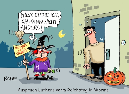 Cartoon: Luther und Worms (medium) by RABE tagged halloween,grusel,kürbis,süßes,saures,kinder,masken,verkleidung,winter,schneemann,jahrhundertwinter,luther,ausspruch,worms,halloween,grusel,kürbis,süßes,saures,kinder,masken,verkleidung,winter,schneemann,jahrhundertwinter,luther,ausspruch,worms