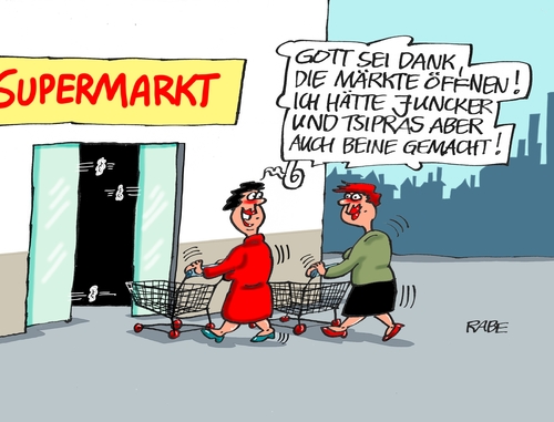 Cartoon: Märkte (medium) by RABE tagged griechen,griechenland,griechenlandpleite,pleite,grexit,juncker,tsipras,rabe,ralf,böhme,cartoon,karikatur,pressezeichnung,farbcartoon,tagescartoon,eu,euro,austritt,märkte,finanzmärkte,ezb,supermarkt,griechen,griechenland,griechenlandpleite,pleite,grexit,juncker,tsipras,rabe,ralf,böhme,cartoon,karikatur,pressezeichnung,farbcartoon,tagescartoon,eu,euro,austritt,märkte,finanzmärkte,ezb,supermarkt