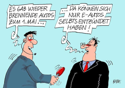 Cartoon: Maibrand (medium) by RABE tagged mai,maifeiertag,maidemonstration,maidemo,transparent,kampftag,losung,cartoon,karikatur,pressezeichnung,farbcartoon,tagescartoon,straßenbarrikaden,blokaden,straßenkämpfe,pkw,elektroautos,feuer,selbstentzündung,batterien,strom,problembezirke,polizei,flammen,brand,brandenburg,szeneviertel,mai,maifeiertag,maidemonstration,maidemo,transparent,kampftag,losung,cartoon,karikatur,pressezeichnung,farbcartoon,tagescartoon,straßenbarrikaden,blokaden,straßenkämpfe,pkw,elektroautos,feuer,selbstentzündung,batterien,strom,problembezirke,polizei,flammen,brand,brandenburg,szeneviertel