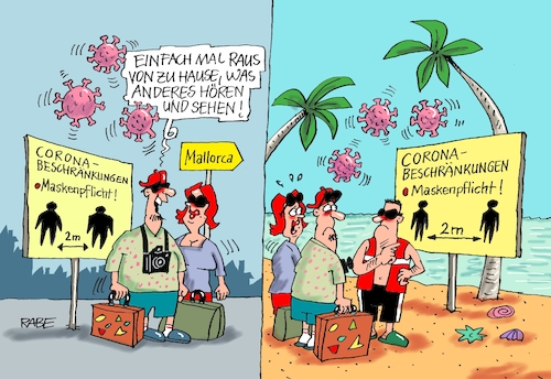 Cartoon: Malle weg (medium) by RABE tagged virus,corona,pandemie,coronakrise,rabe,ralf,böhme,cartoon,karikatur,pressezeichnung,farbcartoon,tagescartoon,viren,virenschutz,mundschutz,desinfektion,föderal,föderalismus,ländersache,lockerungen,maskenpflicht,reisewarnung,reisefreiheit,mallorca,urlauber,alltag,abstandsregeln,strand,meer,virus,corona,pandemie,coronakrise,rabe,ralf,böhme,cartoon,karikatur,pressezeichnung,farbcartoon,tagescartoon,viren,virenschutz,mundschutz,desinfektion,föderal,föderalismus,ländersache,lockerungen,maskenpflicht,reisewarnung,reisefreiheit,mallorca,urlauber,alltag,abstandsregeln,strand,meer