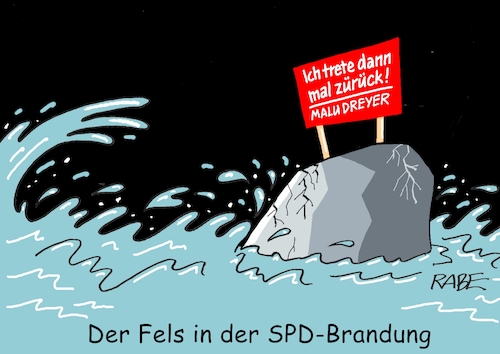 Cartoon: Malu Dreyer (medium) by RABE tagged ampel,ampelregierung,rot,grün,gelb,fdp,spd,grüne,rabe,ralf,böhme,cartoon,karikatur,pressezeichnung,farbcartoon,tagescartoon,malu,dreyer,rücktritt,ministerpräsidentin,rheinland,pfalz,fels,brandung,meer,wogen,wellen,sturm,ampel,ampelregierung,rot,grün,gelb,fdp,spd,grüne,rabe,ralf,böhme,cartoon,karikatur,pressezeichnung,farbcartoon,tagescartoon,malu,dreyer,rücktritt,ministerpräsidentin,rheinland,pfalz,fels,brandung,meer,wogen,wellen,sturm