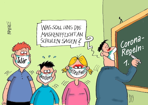 Cartoon: Maskenball III (medium) by RABE tagged virus,corona,pandemie,coronakrise,rabe,ralf,böhme,cartoon,karikatur,pressezeichnung,farbcartoon,tagescartoon,viren,virenschutz,mundschutz,desinfektion,föderal,föderalismus,ländersache,schulen,schulbetrieb,schulstart,lehrer,schüler,maskenpflicht,abstandsregeln,lockerungen,wärme,hitze,sommer,hitzefrei,virus,corona,pandemie,coronakrise,rabe,ralf,böhme,cartoon,karikatur,pressezeichnung,farbcartoon,tagescartoon,viren,virenschutz,mundschutz,desinfektion,föderal,föderalismus,ländersache,schulen,schulbetrieb,schulstart,lehrer,schüler,maskenpflicht,abstandsregeln,lockerungen,wärme,hitze,sommer,hitzefrei