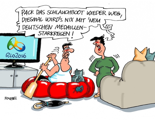 Cartoon: Medaillenüberschwemmung (medium) by RABE tagged rio,sommerspiele,olympia,plympiade,finanzen,finanzlöcher,pleite,finanzminister,rabe,ralf,böhme,cartoon,karikatur,pressezeichnung,farbcartoon,tagescartoon,ringe,medaillen,medaillenregen,deutschland,mannschaft,sport,sportler,schlauchboot,überschwemmung,doping,rio,sommerspiele,olympia,plympiade,finanzen,finanzlöcher,pleite,finanzminister,rabe,ralf,böhme,cartoon,karikatur,pressezeichnung,farbcartoon,tagescartoon,ringe,medaillen,medaillenregen,deutschland,mannschaft,sport,sportler,schlauchboot,überschwemmung,doping