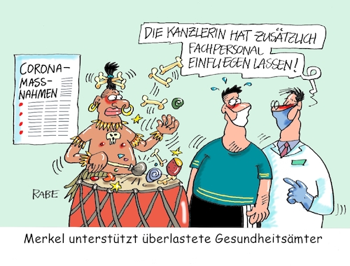 Cartoon: Medizinfachmännische (medium) by RABE tagged virus,corona,pandemie,coronakrise,rabe,ralf,böhme,cartoon,karikatur,pressezeichnung,farbcartoon,tagescartoon,viren,virenschutz,mundschutz,desinfektion,föderal,föderalismus,ländersache,lockerungen,gesundheitsämter,labore,koordination,medizinmann,knochen,schnelltest,reiserückkehrer,coronaregeln,abstandspflicht,kanzlerin,überlastung,fachpersonal,virus,corona,pandemie,coronakrise,rabe,ralf,böhme,cartoon,karikatur,pressezeichnung,farbcartoon,tagescartoon,viren,virenschutz,mundschutz,desinfektion,föderal,föderalismus,ländersache,lockerungen,gesundheitsämter,labore,koordination,medizinmann,knochen,schnelltest,reiserückkehrer,coronaregeln,abstandspflicht,kanzlerin,überlastung,fachpersonal