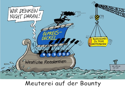 Cartoon: Meutermannschaft (medium) by RABE tagged gas,gassparen,gasnotstand,gasgeben,sanktionen,gasspeicher,gasheizung,rabe,ralf,böhme,cartoon,karikatur,pressezeichnung,farbcartoon,tagescartoon,robert,habeck,putin,ukrainekrieg,wumms,doppelwumms,ölpreis,ölpreisdeckel,eu,russland,reedereien,ölfässer,bounty,meuterei,ruderer,ruder,gas,gassparen,gasnotstand,gasgeben,sanktionen,gasspeicher,gasheizung,rabe,ralf,böhme,cartoon,karikatur,pressezeichnung,farbcartoon,tagescartoon,robert,habeck,putin,ukrainekrieg,wumms,doppelwumms,ölpreis,ölpreisdeckel,eu,russland,reedereien,ölfässer,bounty,meuterei,ruderer,ruder