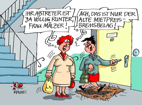 Cartoon: Mietpreisbremse (medium) by RABE tagged miete,mietpreisbremse,bremse,mieter,vermieter,wohnung,wohnraum,mietvertrag,kaution,rabe,ralf,böhme,cartoon,karikatur,pressezeichnung,tagescartoon,bundesregierung,beschluss,miete,mietpreisbremse,bremse,mieter,vermieter,wohnung,wohnraum,mietvertrag,kaution,rabe,ralf,böhme,cartoon,karikatur,pressezeichnung,tagescartoon,bundesregierung,beschluss