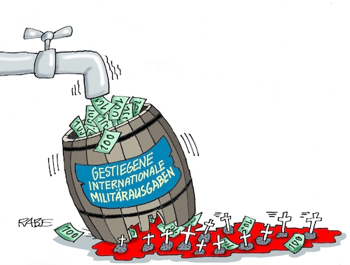 Cartoon: Militärausgaben (medium) by RABE tagged ampel,ampelregierung,rot,grün,gelb,fdp,spd,grüne,rabe,ralf,böhme,cartoon,karikatur,pressezeichnung,farbcartoon,tagescartoon,ukrainekrieg,rüstung,militär,militärausgaben,rüstungsexporte,militärexporte,fass,wasserhahn,geld,geldscheine,tod,tote,blut,blutlache,blutbad,grab,gräber,totenkreuze,kreuze,ampel,ampelregierung,rot,grün,gelb,fdp,spd,grüne,rabe,ralf,böhme,cartoon,karikatur,pressezeichnung,farbcartoon,tagescartoon,ukrainekrieg,rüstung,militär,militärausgaben,rüstungsexporte,militärexporte,fass,wasserhahn,geld,geldscheine,tod,tote,blut,blutlache,blutbad,grab,gräber,totenkreuze,kreuze