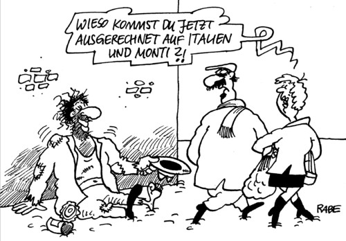 Cartoon: Monti Italien (medium) by RABE tagged euro,krise,schuldenkrise,eurorettung,eu,brüssel,finanzchefs,kanzlerin,merkel,cdu,rösler,fdp,koalition,schwarzgelb,debatte,eurodebatte,rettungsschirm,eurobonds,geschlossenheit,einigkeit,parteispitze,kanzleramt,berlin,italien,monti,fiskalpakt,euro,krise,schuldenkrise,eu,brüssel,finanzchefs,merkel,rösler