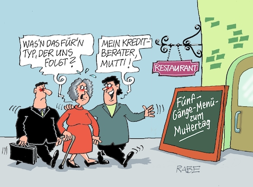Cartoon: Muttertag (medium) by RABE tagged merz,groko,spd,union,posten,postenvergabe,rabe,ralf,böhme,cartoon,karikatur,pressezeichnung,farbcartoon,tagescartoon,schaufenster,deko,umbau,laden,ladenhüter,regierungsbildung,mutti,muttertag,kredit,kreditberater,finanzierung,restaurant,essen,menü,bezahlung,geschenk,merz,groko,spd,union,posten,postenvergabe,rabe,ralf,böhme,cartoon,karikatur,pressezeichnung,farbcartoon,tagescartoon,schaufenster,deko,umbau,laden,ladenhüter,regierungsbildung,mutti,muttertag,kredit,kreditberater,finanzierung,restaurant,essen,menü,bezahlung,geschenk