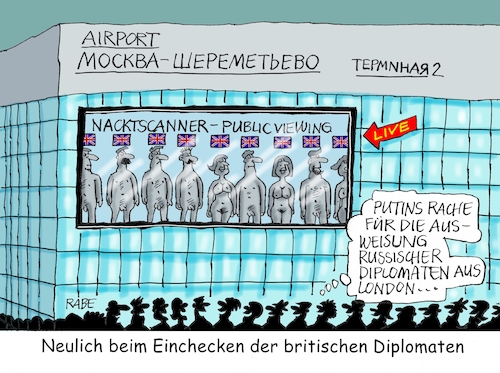 Cartoon: Nacktscanning (medium) by RABE tagged russlan,moskau,präsidentenwahl,kreml,kremlchef,putin,rabe,ralf,böhme,cartoon,karikatur,pressezeichnung,farbcartoon,tagescartoon,wetter,wetterbericht,kaltfront,kältewelle,winter,frost,schnee,wiederwahl,brexit,theresa,may,london,ausweisung,diplomaten,giftanschlag,spionage,exspion,nervengas,public,viewing,flughafen,scheremetewo,nacktscanner,russlan,moskau,präsidentenwahl,kreml,kremlchef,putin,rabe,ralf,böhme,cartoon,karikatur,pressezeichnung,farbcartoon,tagescartoon,wetter,wetterbericht,kaltfront,kältewelle,winter,frost,schnee,wiederwahl,brexit,theresa,may,london,ausweisung,diplomaten,giftanschlag,spionage,exspion,nervengas,public,viewing,flughafen,scheremetewo,nacktscanner