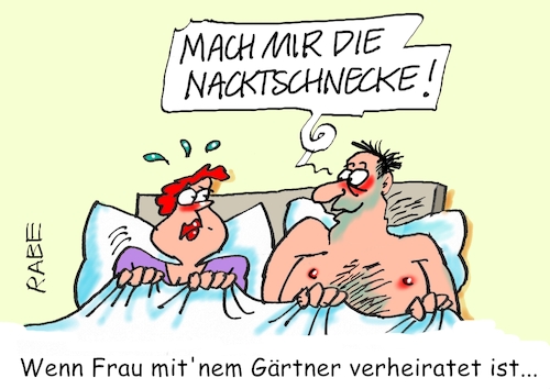 Cartoon: Nacktschnecke (medium) by RABE tagged garten,gärtner,beet,gemüse,pflanzen,rabe,ralf,böhme,cartoon,karikatur,pressezeichnung,farbcartoon,tagescartoon,schnecke,nacktschnecken,schneckenplage,mann,frau,ehepaar,bett,garten,gärtner,beet,gemüse,pflanzen,rabe,ralf,böhme,cartoon,karikatur,pressezeichnung,farbcartoon,tagescartoon,schnecke,nacktschnecken,schneckenplage,mann,frau,ehepaar,bett,sex