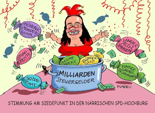 Cartoon: Narrenhochburg (medium) by RABE tagged nahles,spd,sozialdemokraten,groko,umfragetief,scholz,rabe,ralf,böhme,cartoon,karikatur,pressezeichnung,farbcartoon,tagescartoon,vorsprung,ost,landtagswahlen,sachsen,thüringen,wahlsieger,wähler,mindestlohn,grundrente,sozialstaat,homeoffice,bürgergeld,arbeitslosengeld,kindergrundsicherung,narren,narrenhochburg,fasching,karneval,kamelle,milliarden,steuergelder,steuerzahler,nahles,spd,sozialdemokraten,groko,umfragetief,scholz,rabe,ralf,böhme,cartoon,karikatur,pressezeichnung,farbcartoon,tagescartoon,vorsprung,ost,landtagswahlen,sachsen,thüringen,wahlsieger,wähler,mindestlohn,grundrente,sozialstaat,homeoffice,bürgergeld,arbeitslosengeld,kindergrundsicherung,narren,narrenhochburg,fasching,karneval,kamelle,milliarden,steuergelder,steuerzahler