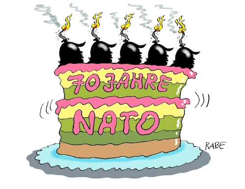 Cartoon: Natotorte (medium) by RABE tagged kim,jong,un,nordkorea,atomprogramm,atomversuche,atomwaffen,diktator,rabe,ralf,böhme,cartoon,karikatur,pressezeichnung,farbcartoons,tagescartoon,sattel,decke,trump,präsident,usa,treffen,nato,torte,jubiläum,siebzig,jahre,militärbündnis,pakt,naordatlantic,russland,stoltenberg,natogeneralsekretär,geburtstagskerzen,granaten,explosion,zusammenhalt,bedrohung,militärschild,kim,jong,un,nordkorea,atomprogramm,atomversuche,atomwaffen,diktator,rabe,ralf,böhme,cartoon,karikatur,pressezeichnung,farbcartoons,tagescartoon,sattel,decke,trump,präsident,usa,treffen,nato,torte,jubiläum,siebzig,jahre,militärbündnis,pakt,naordatlantic,russland,stoltenberg,natogeneralsekretär,geburtstagskerzen,granaten,explosion,zusammenhalt,bedrohung,militärschild