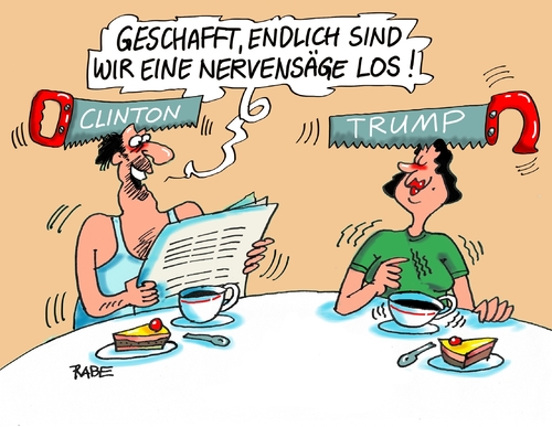 Cartoon: Nervensägen (medium) by RABE tagged usa,wahlkampf,clinton,trump,wahlnacht,wahlmänner,donald,wahlschlacht,wahlduell,rabe,ralf,böhme,cartoon,karikatur,pressezeichnung,farbcartoon,tagescartoon,säge,nerven,fuchsschwanz,nervensäge,usa,wahlkampf,clinton,trump,wahlnacht,wahlmänner,donald,wahlschlacht,wahlduell,rabe,ralf,böhme,cartoon,karikatur,pressezeichnung,farbcartoon,tagescartoon,säge,nerven,fuchsschwanz,nervensäge