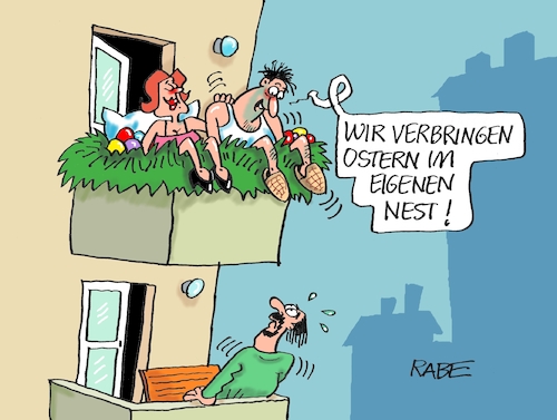 Cartoon: Nestflüchter (medium) by RABE tagged corona,bundländerkonferenz,merkel,kanzleramt,lockerungen,stufenplan,öffnungen,lockdown,shutdown,baumärkte,impfdosen,rki,fallzahlen,inzidenzwert,spahn,impfzentren,impfreihenfolge,ostern,osterurlaub,osternest,osterreise,bundesländer,verschärfung,inzidenzwerte,balkon,balkonien,notbremse,corona,bundländerkonferenz,merkel,kanzleramt,lockerungen,stufenplan,öffnungen,lockdown,shutdown,baumärkte,impfdosen,rki,fallzahlen,inzidenzwert,spahn,impfzentren,impfreihenfolge,ostern,osterurlaub,osternest,osterreise,bundesländer,verschärfung,inzidenzwerte,balkon,balkonien,notbremse