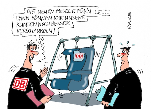 Cartoon: Neue Sitze (medium) by RABE tagged db,deutsche,bahn,schiene,modernisierung,verkehrsminister,scheuer,csu,bund,rabe,ralf,böhme,cartoon,karikatur,pressezeichnung,farbcartoon,tagescartoon,michel,fahrpreise,zug,fahrpreiserhöhung,neue,sitze,ice,schaukel,db,deutsche,bahn,schiene,modernisierung,verkehrsminister,scheuer,csu,bund,rabe,ralf,böhme,cartoon,karikatur,pressezeichnung,farbcartoon,tagescartoon,michel,fahrpreise,zug,fahrpreiserhöhung,neue,sitze,ice,schaukel