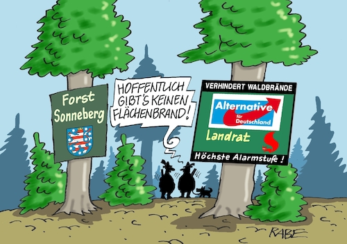 Cartoon: Nochmal Brenzliges (medium) by RABE tagged afd,reichsbürger,demokratiefördergesetz,rabe,ralf,böhme,cartoon,karikatur,pressezeichnung,farbcartoon,tagescartoon,rechte,höcke,thüringen,weimar,rede,denkmal,sesselmann,sonneberg,landratswahl,brand,waldbrand,waldbrandgefahr,förster,jäger,warnstufe,forst,afd,reichsbürger,demokratiefördergesetz,rabe,ralf,böhme,cartoon,karikatur,pressezeichnung,farbcartoon,tagescartoon,rechte,höcke,thüringen,weimar,rede,denkmal,sesselmann,sonneberg,landratswahl,brand,waldbrand,waldbrandgefahr,förster,jäger,warnstufe,forst