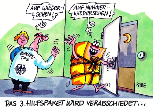 Cartoon: Nochmal Hilfspaket (medium) by RABE tagged hilfspaket,vier,bundestag,abstimmung,stimmenthaltung,abweichler,cdu,kauder,rabe,ralf,böhme,cartoon,karikatur,pressezeichnung,farbcartoon,tagescartoon,griechenland,athen,tsipras,ezb,grexit,rettungspaket,abgeordnete,hilfspaket,vier,bundestag,abstimmung,stimmenthaltung,abweichler,cdu,kauder,rabe,ralf,böhme,cartoon,karikatur,pressezeichnung,farbcartoon,tagescartoon,griechenland,athen,tsipras,ezb,grexit,rettungspaket,abgeordnete