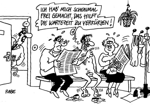 Cartoon: Nochmal Wartezeit (medium) by RABE tagged wartezimmer,wartezeiten,sprechzimmer,arztpraxis,patient,krankenkasse,untersuchung,rabe,ralf,böhme,cartoon,karikatur,sprechstundenhilfe,ausziehem,klamotten,unterwäsche,freimachen,nackt,wartezimmer,wartezeiten,sprechzimmer,arztpraxis,patient,krankenkasse,untersuchung,rabe,ralf,böhme,cartoon,karikatur,sprechstundenhilfe,ausziehem,klamotten,unterwäsche,freimachen,nackt