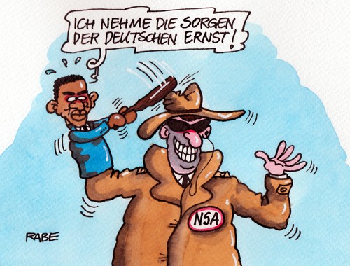 Cartoon: Obamakasperle (medium) by RABE tagged nsa,geheimdienste,ausspähaffäre,usa,präsident,kanzlerin,merkel,cdu,kleber,zdf,interview,washington,berlin,handy,snowden,rabe,ralf,böhme,cartoon,karikatur,pressezeichnung,farbcartoon,schlapphüte,kasperletheater,knüppel,kasperlefigur,handpuppe,sorgen,deutsche,geheimdienstaffäre,überwachung,überwachungsmaßnahme,staaten,daten,datensammlung,spionage,spione,bnd,innenminister,geheimdienstabkommen,datenschützer,geheimdiensttätigkeit,metadaten,regierungschefs,spy,nospy,no,nsa,geheimdienste,ausspähaffäre,usa,präsident,kanzlerin,merkel,cdu,kleber,zdf,interview,washington,berlin,handy,snowden,rabe,ralf,böhme,cartoon,karikatur,pressezeichnung,farbcartoon,schlapphüte,kasperletheater,knüppel,kasperlefigur,handpuppe,sorgen,deutsche,geheimdienstaffäre,überwachung,überwachungsmaßnahme,staaten,daten,datensammlung,spionage,spione,bnd,innenminister,geheimdienstabkommen,datenschützer,geheimdiensttätigkeit,metadaten,regierungschefs,spy,nospy,no