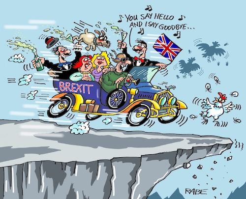 Cartoon: Oldtimerrallye (medium) by RABE tagged brexit,eu,insel,may,britten,austritt,rabe,ralf,böhme,cartoon,karikatur,pressezeichnung,farbcartoon,tagescartoon,bauhaus,baukasten,bauklötzer,plan,referendum,februar,irre,irrsinn,april,oldtimer,hello,goodbye,rallye,oldtimerrallye,abgrund,brexit,eu,insel,may,britten,austritt,rabe,ralf,böhme,cartoon,karikatur,pressezeichnung,farbcartoon,tagescartoon,bauhaus,baukasten,bauklötzer,plan,referendum,februar,irre,irrsinn,april,oldtimer,hello,goodbye,rallye,oldtimerrallye,abgrund