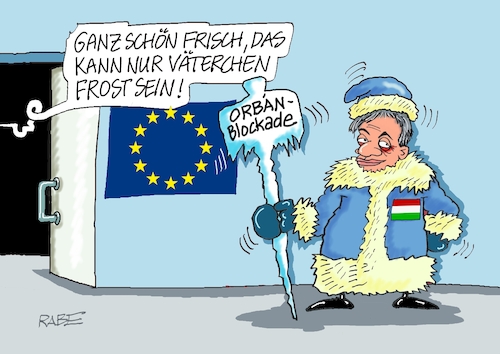 Cartoon: Orban blockiert (medium) by RABE tagged merz,kanzler,koalition,union,spd,klingbeil,cartoon,karikatur,pressezeichnung,farbcartoon,tagescartoon,bürokratie,verwaltung,beamte,modernisierung,monster,drachen,schwert,holzschwert,nägel,säge,eu,europa,gipfel,brüssel,ukraine,ukrainekrieg,selenskyje,milliardenhilfe,milliardenkredit,väterchen,frost,ungarn,eis,veto,merz,kanzler,koalition,union,spd,klingbeil,cartoon,karikatur,pressezeichnung,farbcartoon,tagescartoon,bürokratie,verwaltung,beamte,modernisierung,monster,drachen,schwert,holzschwert,nägel,säge,eu,europa,gipfel,brüssel,ukraine,ukrainekrieg,selenskyje,milliardenhilfe,milliardenkredit,väterchen,frost,ungarn,eis,veto