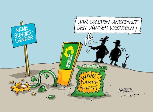 Cartoon: Ostacker (medium) by RABE tagged baerbock,annalena,robert,habeck,bündnis,neunzig,grüne,bundesparteitag,wahlprogramm,rabe,ralf,böhme,cartoon,karikatur,pressezeichnung,farbcartoon,tagescartoon,bundeswahlkampg,ost,west,lebenslauf,nebeneinkünfte,corona,acker,verwelktes,dünger,feld,bundessländer,osten,westen,klimaschutz,klimawandel,baerbock,annalena,robert,habeck,bündnis,neunzig,grüne,bundesparteitag,wahlprogramm,rabe,ralf,böhme,cartoon,karikatur,pressezeichnung,farbcartoon,tagescartoon,bundeswahlkampg,ost,west,lebenslauf,nebeneinkünfte,corona,acker,verwelktes,dünger,feld,bundessländer,osten,westen,klimaschutz,klimawandel