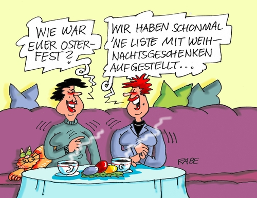 Cartoon: Osterfest vorbei (medium) by RABE tagged ostern,osterfest,ostereier,osternest,weihnachten,weihnachtsgeschenke,ralf,böhme,cartoon,karikatur,pressezeichnung,farbcartoon,tagescartoon,couch,katze,frauen,kaffee,ostern,osterfest,ostereier,osternest,weihnachten,weihnachtsgeschenke,ralf,böhme,cartoon,karikatur,pressezeichnung,farbcartoon,tagescartoon,couch,katze,frauen,kaffee